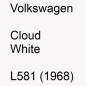 Preview: Volkswagen, Cloud White, L581 (1968).